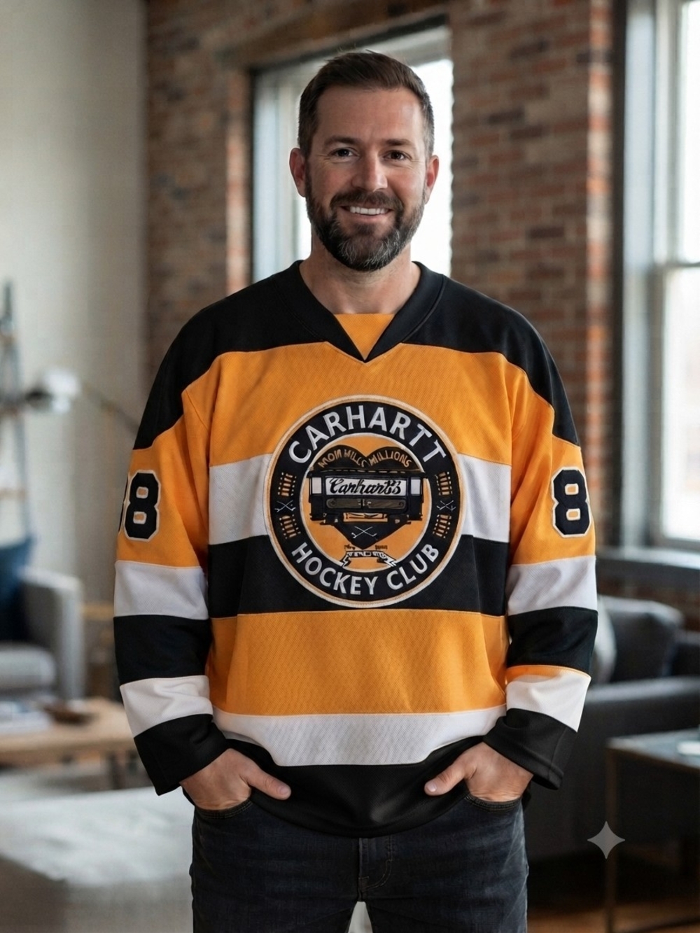 Carhartt Men's Yellow & Black Hockey Club Pullover Jersey